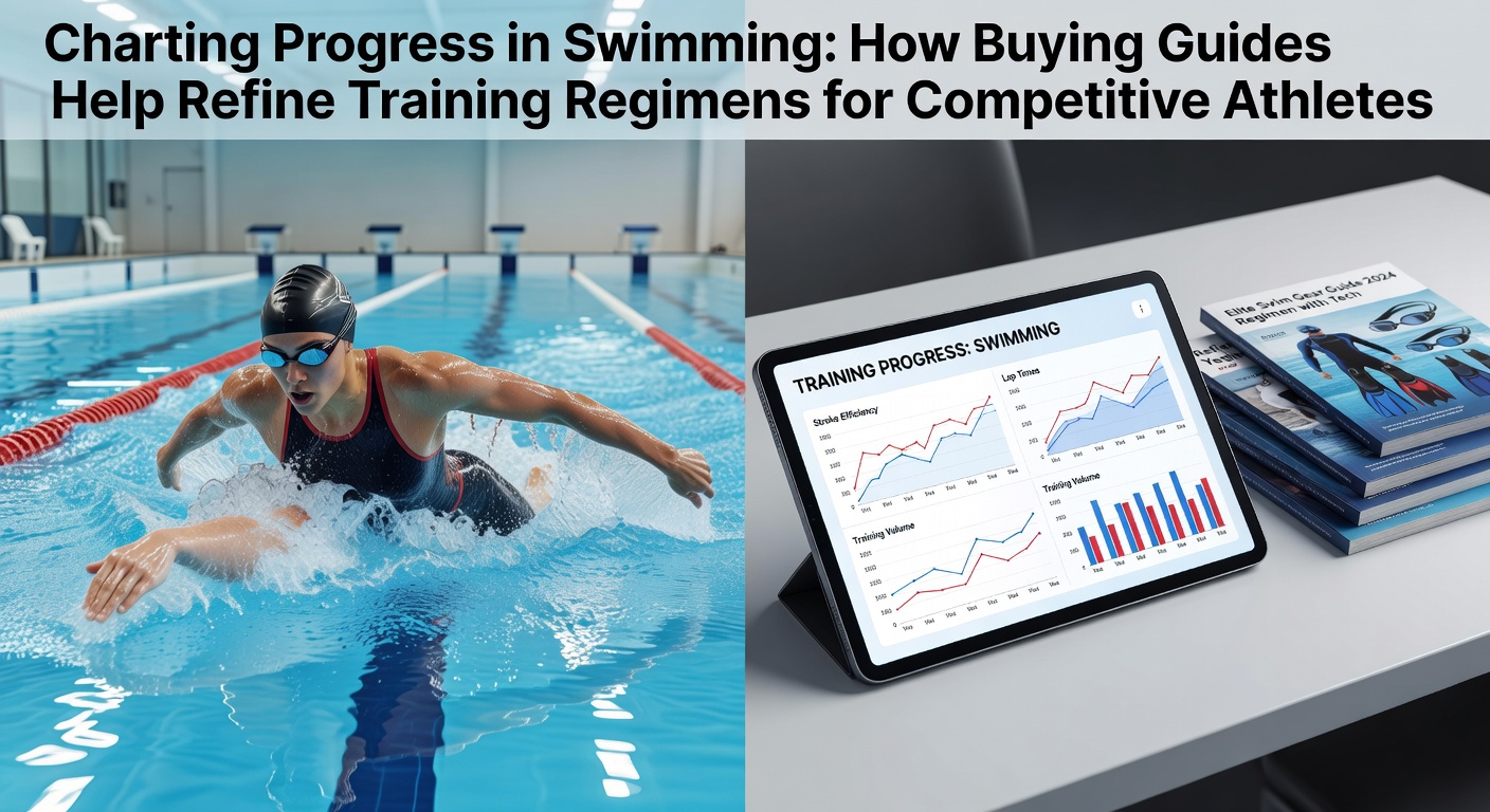 Competitive swimmers analyzing training equipment options with digital buying guides displayed on tablets poolside