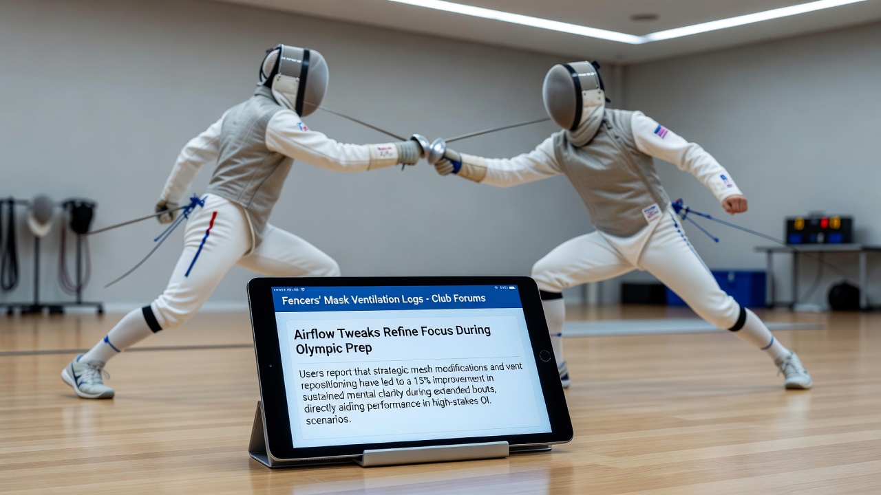 Detailed view of fencing mask ventilation modifications discussed in club forums