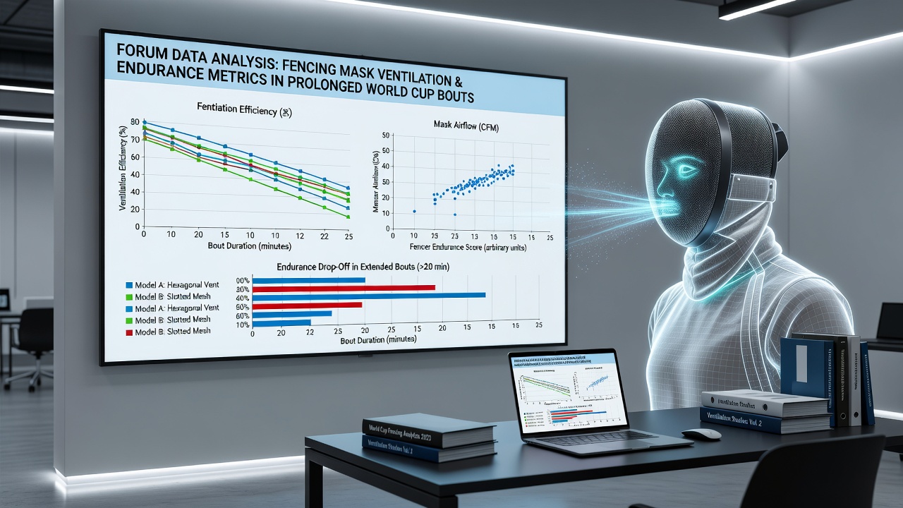Detailed view of fencing mask ventilation features tested in competitive settings