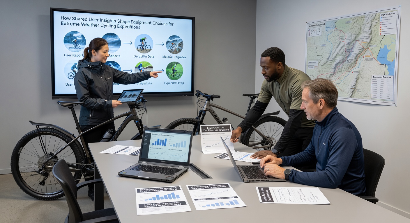 Shared user reviews guiding selection of weather-resistant cycling equipment